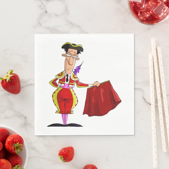 Matador with Red Cape Spanish Bullfighter Napkins (Insitu)