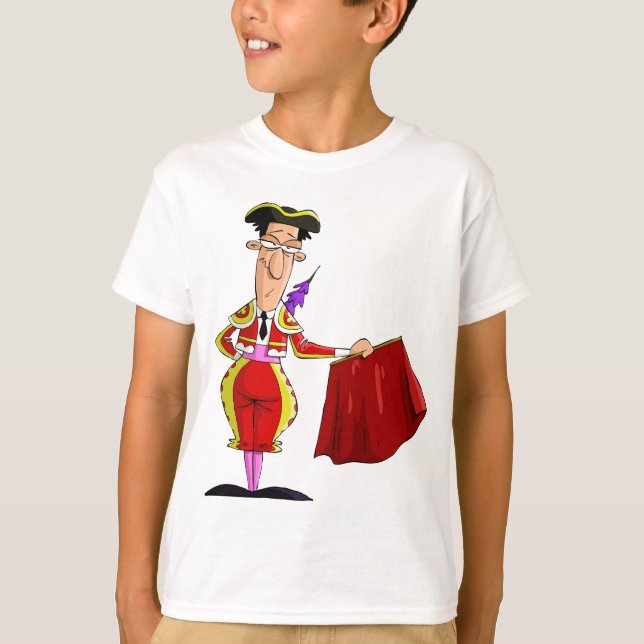 Matador with Red Cape Spanish Bullfighter T-Shirt (Front)