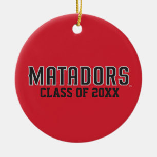 Matadors with Class Year - Gray Outline Ceramic Ornament