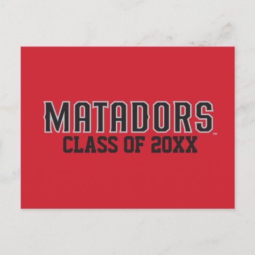 Matadors with Class Year _ Gray Outline Postcard