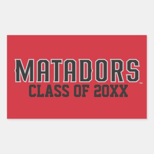 Matadors with Class Year _ Gray Outline Rectangular Sticker