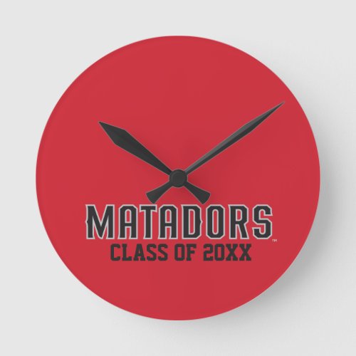 Matadors with Class Year _ Gray Outline Round Clock