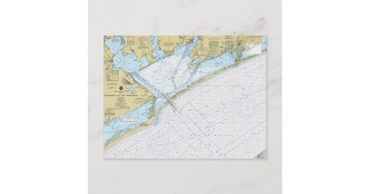 Matagorda Bay Texas Nautical Harbor chart postcard Zazzle