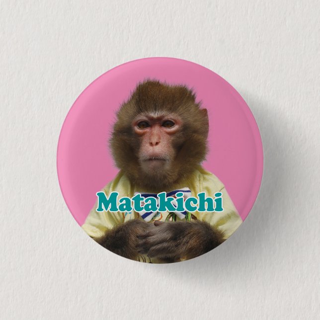 Matakichi pinBack button.また吉の缶バッジ Button (Front)