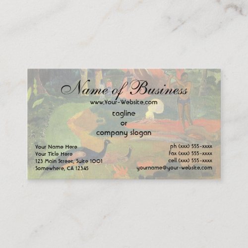 Matamoe Landscape w Peacocks by Paul Gauguin Business Card