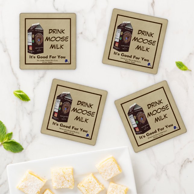 Matanuska Moose Milk Coaster Set (In Situ)