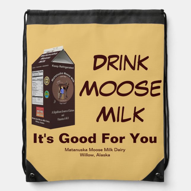 Matanuska Moose Milk Drawstring Bag (Front)