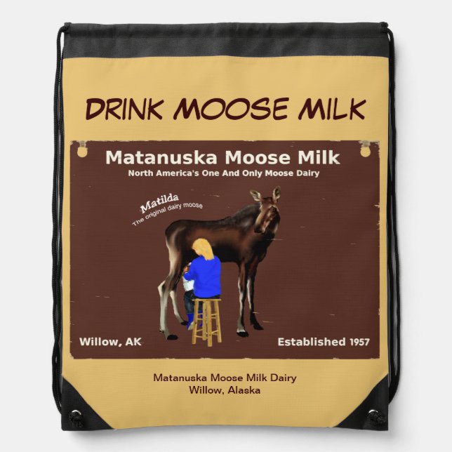 Matanuska Moose Milk Drawstring Bag (Front)