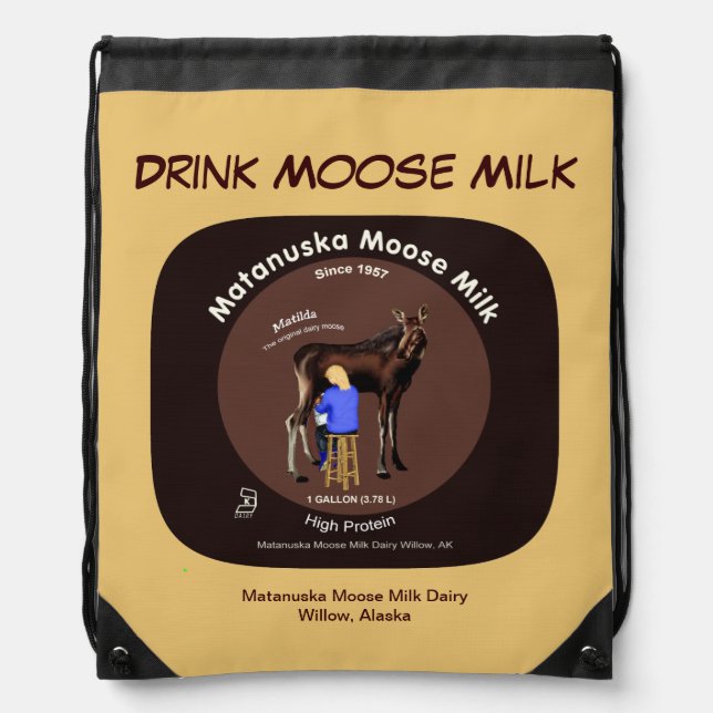 Matanuska Moose Milk Drawstring Bag (Front)