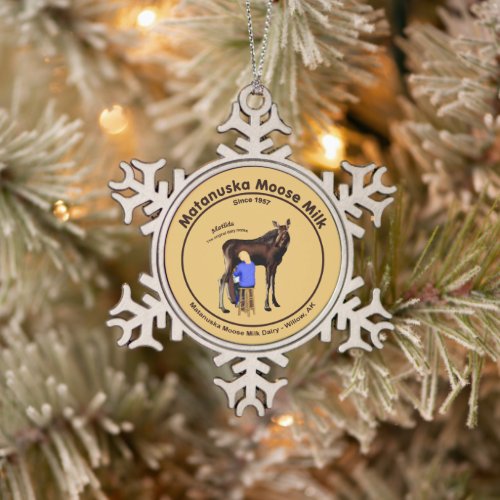 Matanuska Moose Milk Snowflake Pewter Christmas Ornament