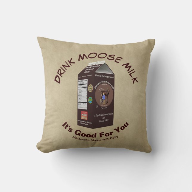 Matanuska Moose Milk Throw Pillow (Front)