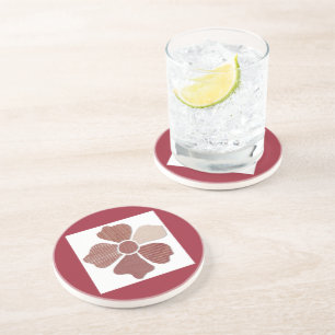 Match Any Color Faux Fabric Collage Flower Coaster