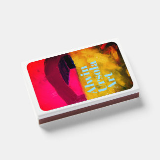 Match box with vivid pink house on a golden hill 