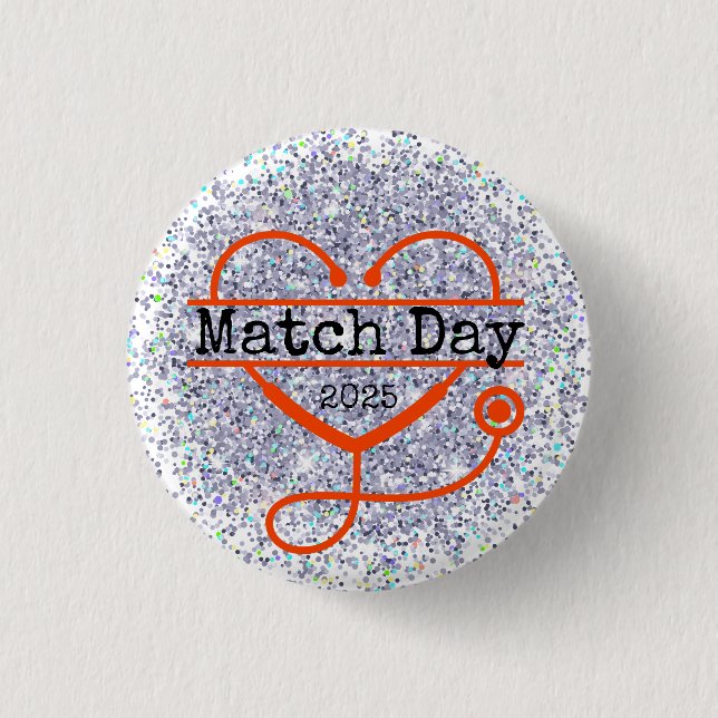 Match Day 2025 Glitter Stethoscope Button (Front)