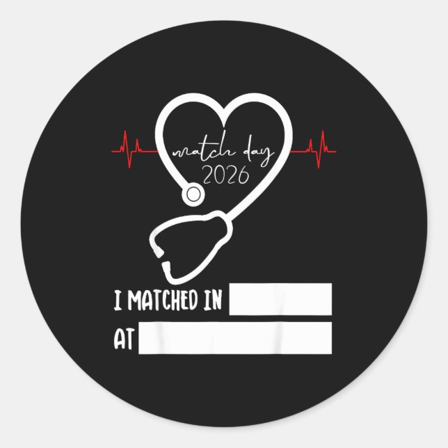 Match Day 2026 Future Doctor Physician Residency F Classic Round Sticker (Front)