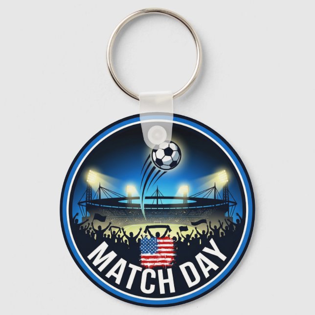 Match Day Soccer Fan With Custom Country Flag Keychain (Front)