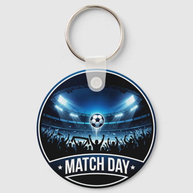 Match Day Soccer Night Stadium Lights Crowd Keychain (Front)
