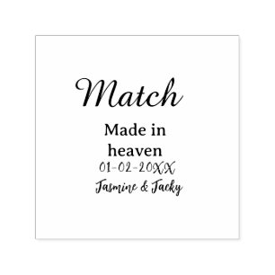 Match made in heaven add name date simple calligra self-inking stamp