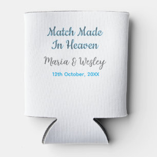 Match made in heaven blue black couple name date can cooler