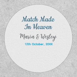 Match made in heaven blue black couple name date patch