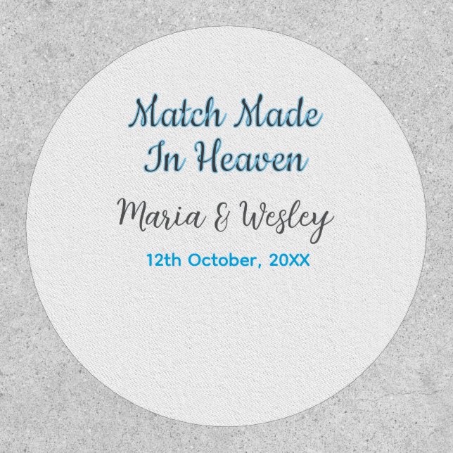 Match made in heaven blue black couple name date patch (Front)
