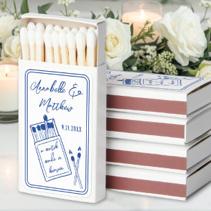 Match Made In Heaven Blue Wedding Matchboxes