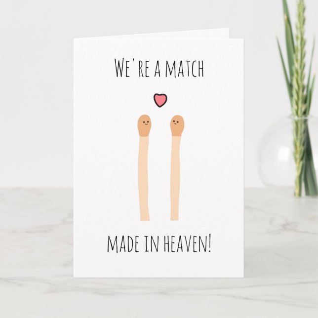 Match made in heaven cute valentine's day pun card (Front)