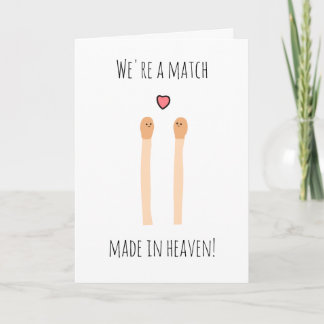Match made in heaven cute valentine's day pun card