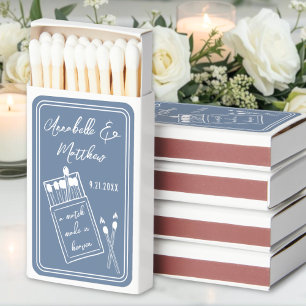 Match Made In Heaven Dusty Blue Wedding Matchboxes