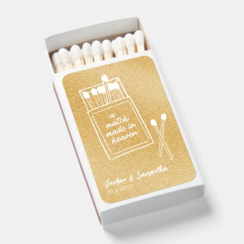 Match Made in Heaven Gold Glitter Wedding Matches