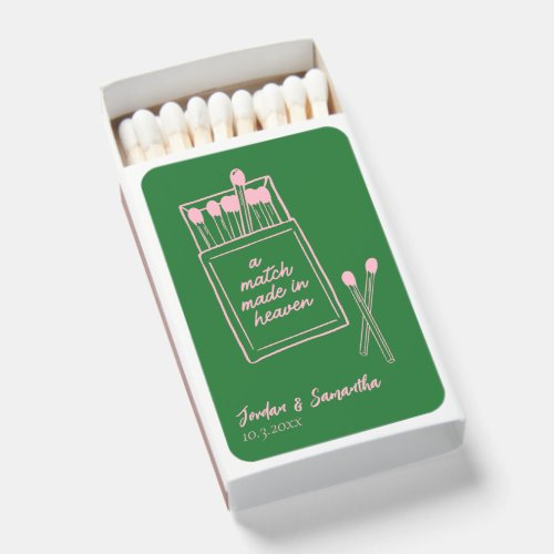 Match Made in Heaven Green  Pink Wedding Matches