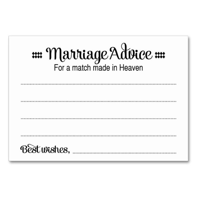 Match Made In Heaven Marriage Advice Cards (Front)