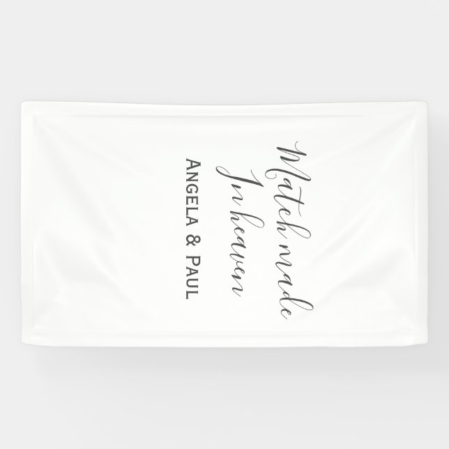 Match made in heaven name couple wedding simple  banner (Horizontal)