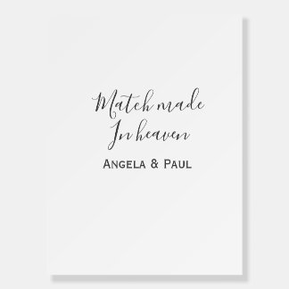 Match made in heaven name couple wedding simple foam board