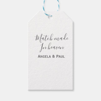Match made in heaven name couple wedding simple gift tags