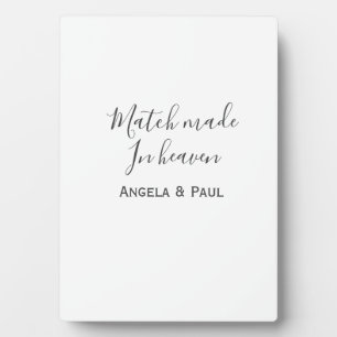 Match made in heaven name couple wedding simple  plaque