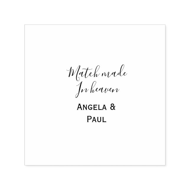 Match made in heaven name couple wedding simple  self-inking stamp (Design)