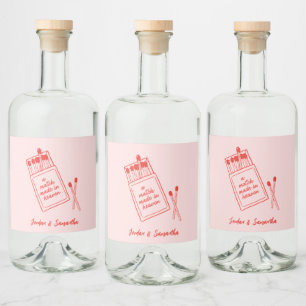 Match Made in Heaven Pink & Red Retro Liquor Bottle Label