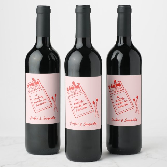Match Made in Heaven Pink & Red Wine Label Set (Bottles)