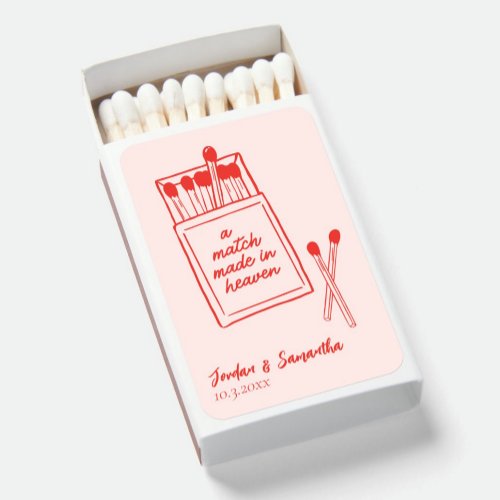 Match Made in Heaven Red  Pink Wedding Matchbooks