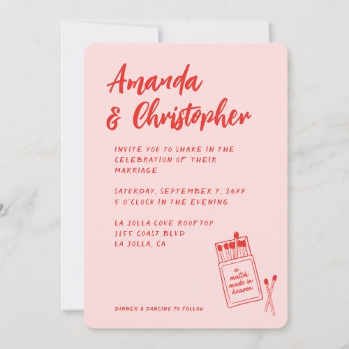 Match Made in Heaven Retro Red Wedding Invitation