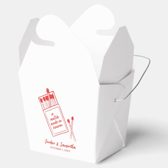 Match Made in Heaven Retro Red Wedding Shower Favor Boxes (Opened)