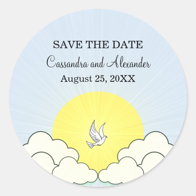 Match Made in Heaven Save the Date Stickers (Front)