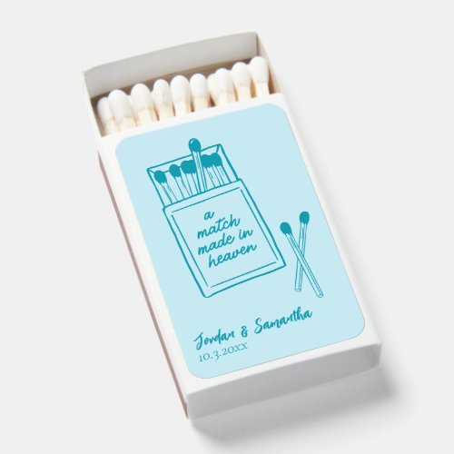 Match Made in Heaven Teal Blue Wedding Matchboxes