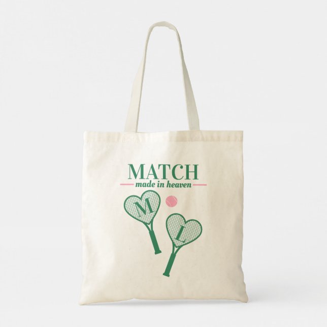 Match Made in Heaven Tennis Bachelorette Bridemaid Tote Bag (Back)