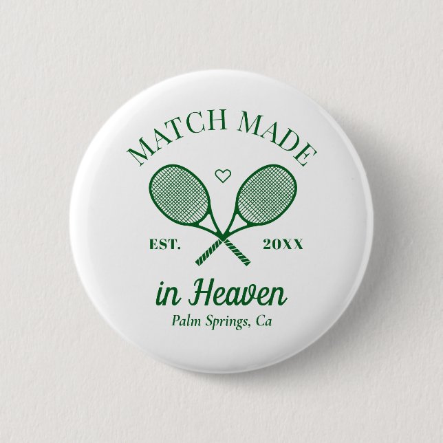 Match Made In Heaven Tennis Club Bachelorette Button (Front)