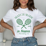 Match Made In Heaven Tennis Club Bachelorette T-Shirt<br><div class="desc">Cute Tennis themed bach party! Part of a whole collection!</div>