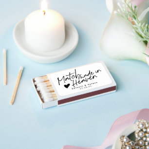 Match made in heaven, trendy script wedding favors