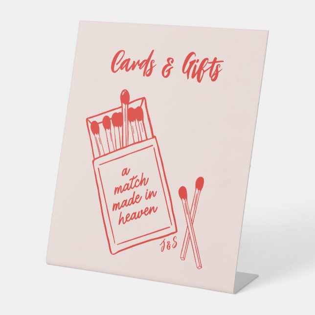 Match Made in Heaven Wedding Cards Pedestal Sign (Front)