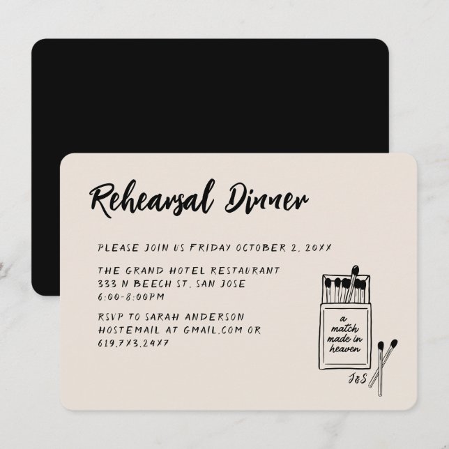 Match Made in Heaven Wedding Rehearsal Dinner Enclosure Card (Front/Back)
